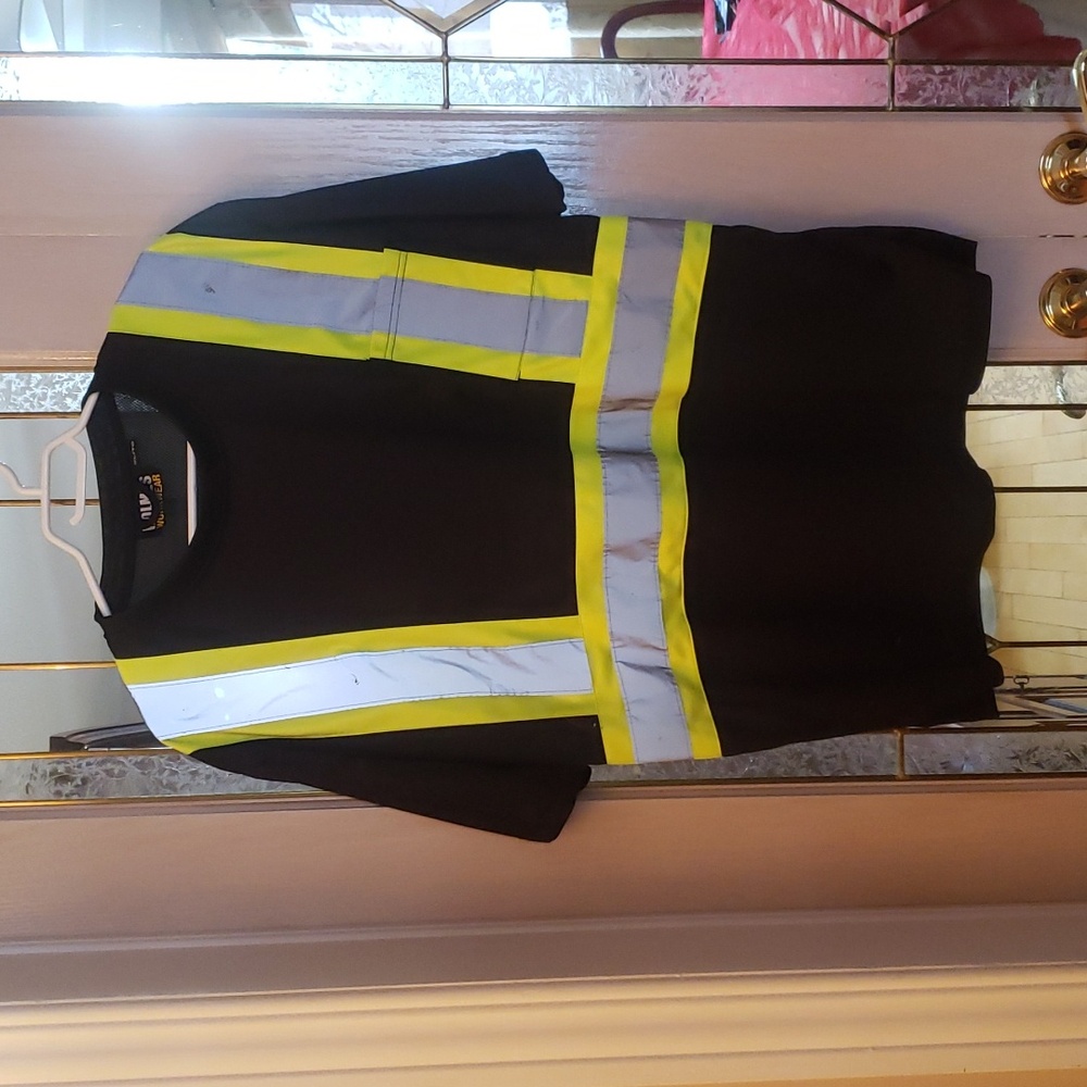 Holmes Workwear/Men's Hi Vis Safety T-Shirt. XL. Black/Yellow/Gray/3M Reflective
